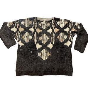 Molly Bracken GORGEOUS fuzzy black brown sweater